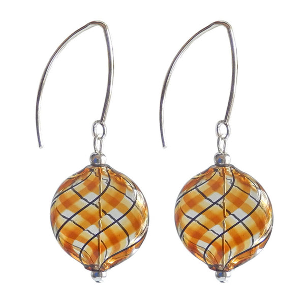 Uno Plaid Blown Glass Earring