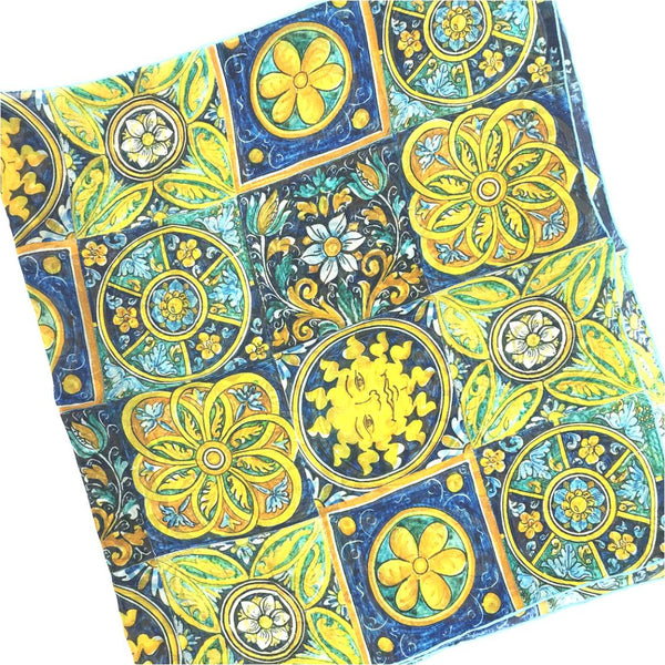 Italian Tiles Silk Chiffon Scarf