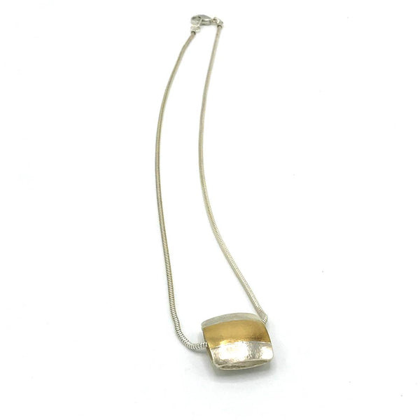 Mixed Metal Square Pendant Necklace