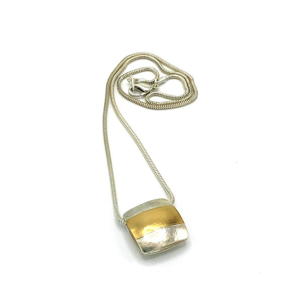 Mixed Metal Square Pendant Necklace