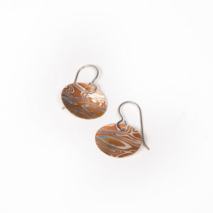 Small Oval Silver Mokume Earring