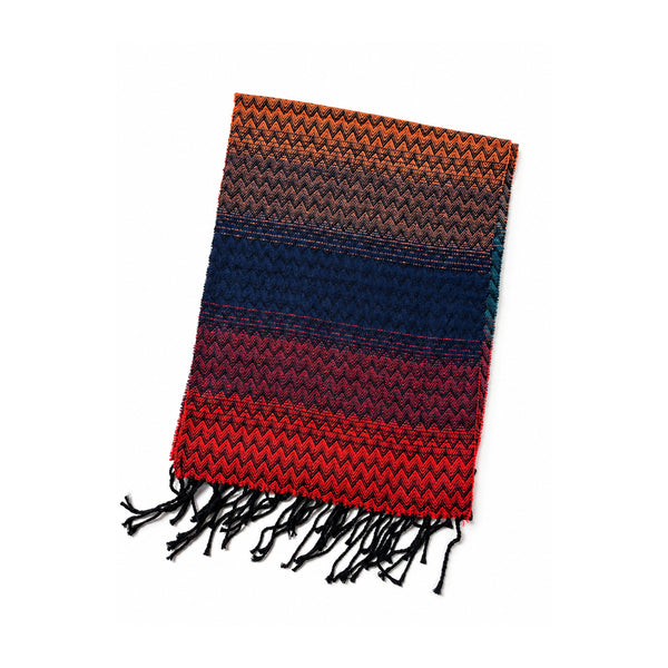 Red to Navy Chevron Stripe Cashmere Scarf
