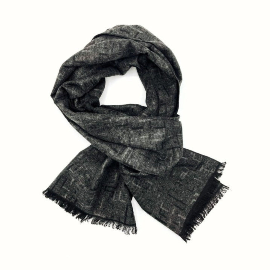 Gray Pattern Cashmere Scarf