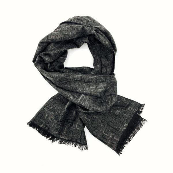 Gray Pattern Cashmere Scarf