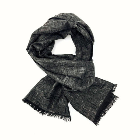 Gray Pattern Cashmere Scarf