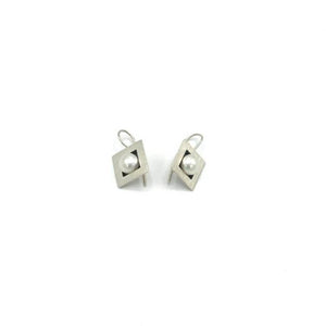 Square Pearl Sterling Silver Earring