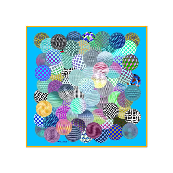 Circular Pattern Blue Silk Scarf