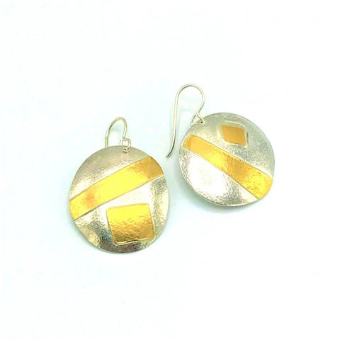 Mixed Metal Disk Earring