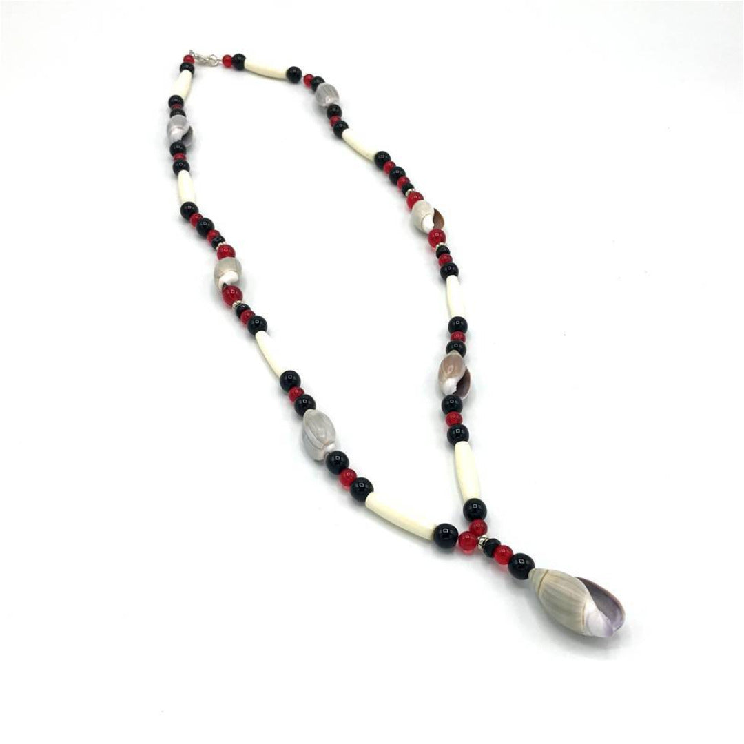 Native American Jewelry Santo Domingo Spiny Oyster Shell Mosaic Necklace -  PuebloDirect.com